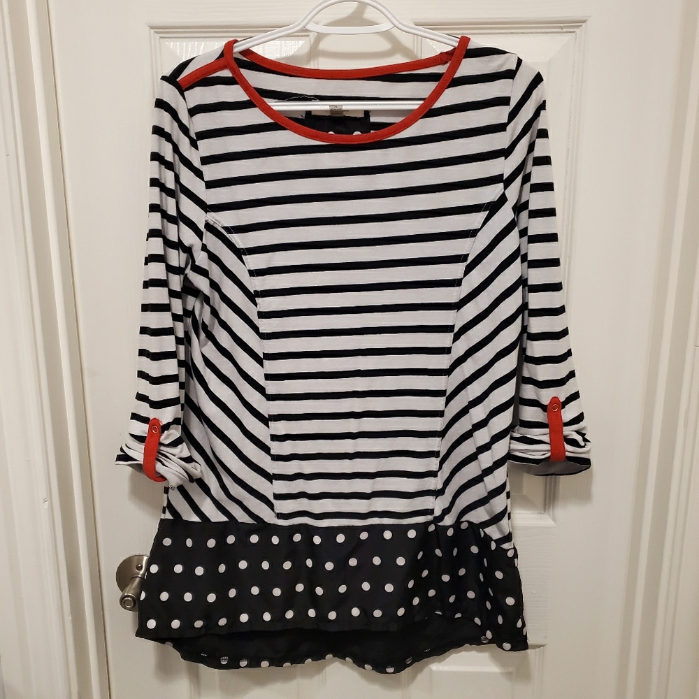 Black and White Stripes & Polka Dot Tunic